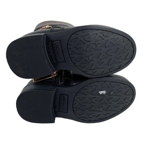 Michael Kors Black & Brown Mid-Calf Boots Gold Detail Side Zipper Girls SZ 5 NEW - Picture 8 of 8